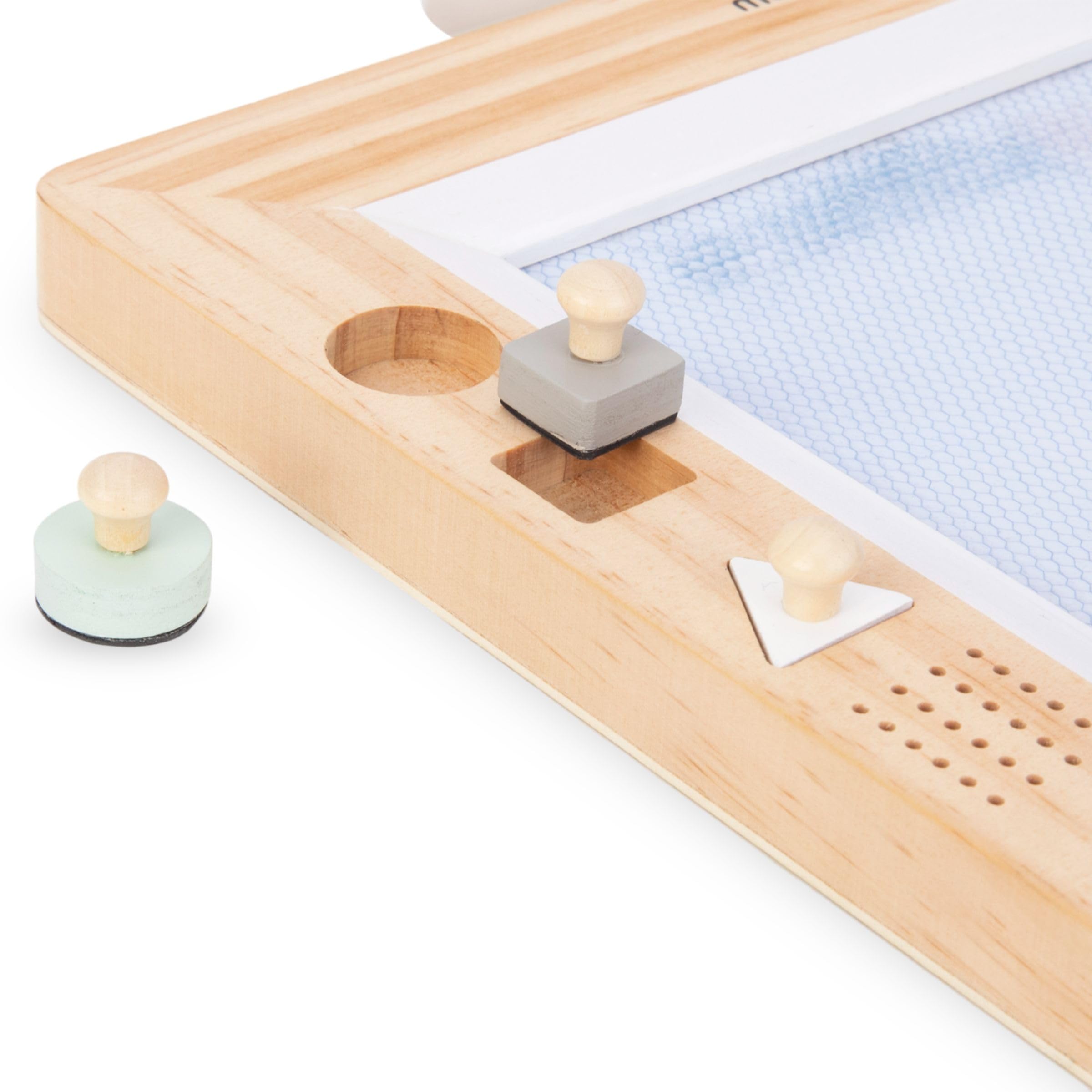 Mamabrum Lavagna per Bambini con Timbri in Legno - Giochi Bambini 3 Anni per Imparare a Scrivere e Disegnare - Tavolo Magnetico Educativo con Stilo di Sicurezza