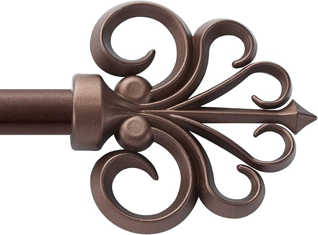 Deco Window 19/16 MM Adjustable 91 cm to 168 cm Brown Curtain Pole/Rod for Windows & Door Curtains with Decorative Finials & Brackets Set