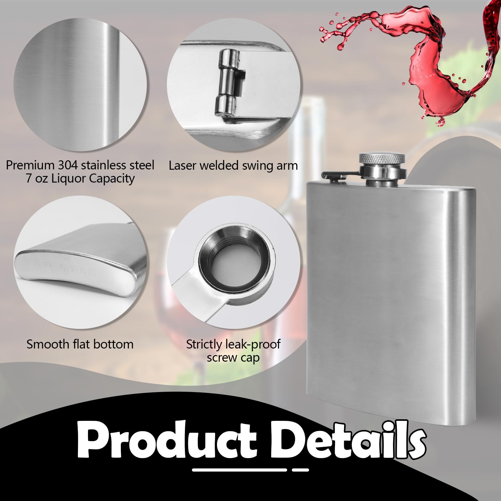 Amazon.com | Hip Flask Gift Set of 4, 7 Oz Drinking Flasks