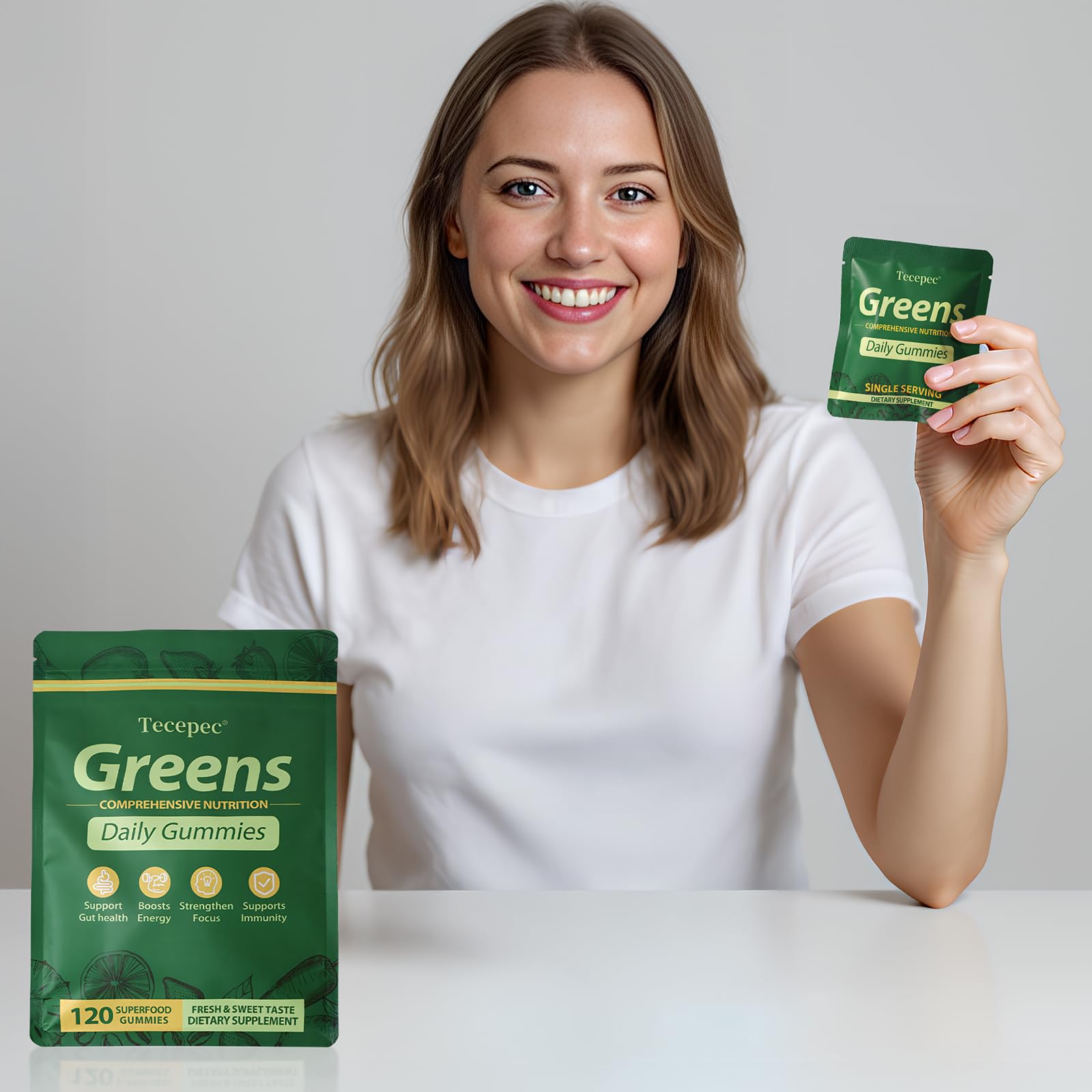 Greens Daily Gummies, Superfood Fruits and Veggies Blend with Spirulina, Chlorella, Prebiotics & Fiber, Adaptogens Multivitamin Supplement for Digestive Health, 120 Count — Amazon image 7