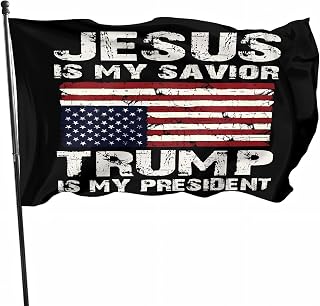 Trump Jesus American Flag 3x5 Ft Double Sided Jesus is My Savior Trump is My Flag 2025 Maga Flags for Outside House Indoor Yard Outdoor Banner Poster Decor