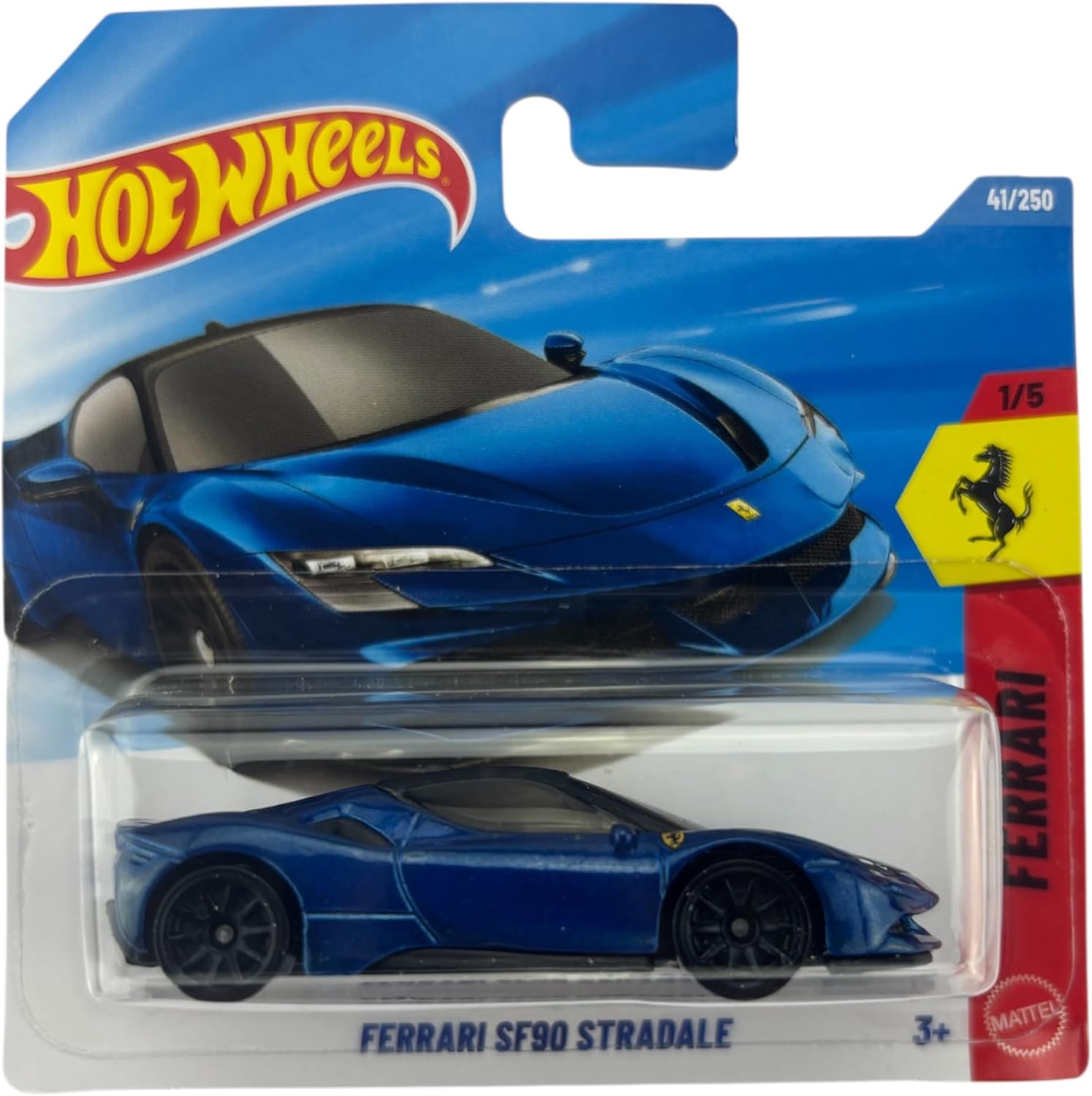 Hot Wheels Ferrari SF90 Stradale Blue 1:64 Diecast Car - Limited 1/5 Ferrari Set, 41/250 Edition