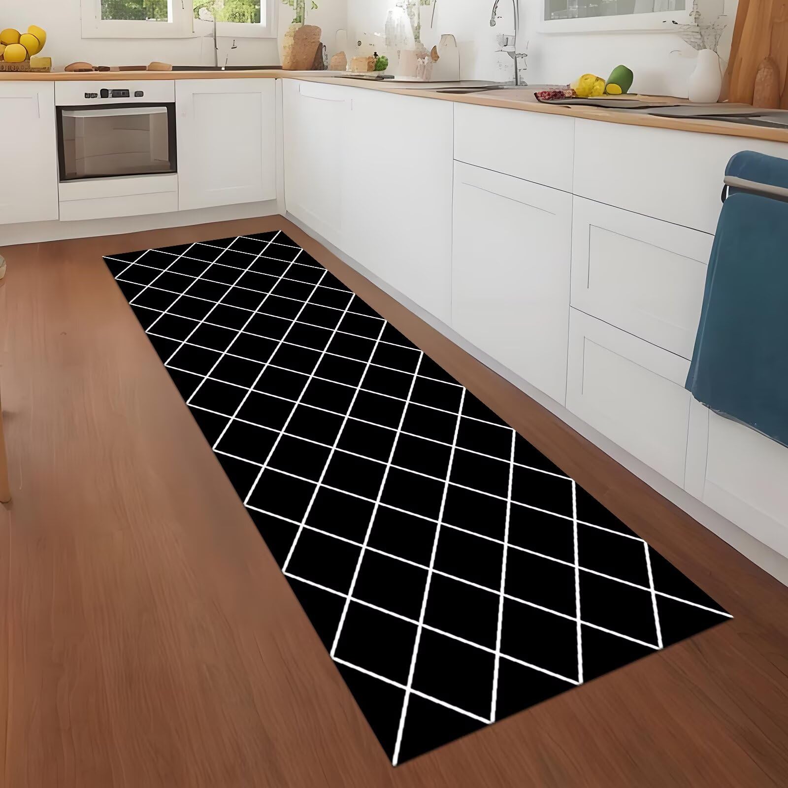 Tappeto Passatoia Cucina Lavabile Antiscivolo 50X200CM Tappetino Runner Moderno Tappeto Corridoio Nero Bianco Tappeto Runner per Salotto Camera da Letto Lavanderia Ingresso Interno