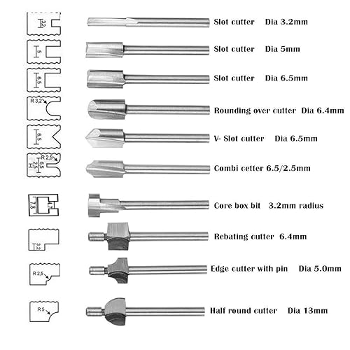 Miniatura 5 de Juego de brocas de fresado de titanio para herramientas rotativas para carpintería de bricolaje, tallado, recorte, taladrado, 10 unidades