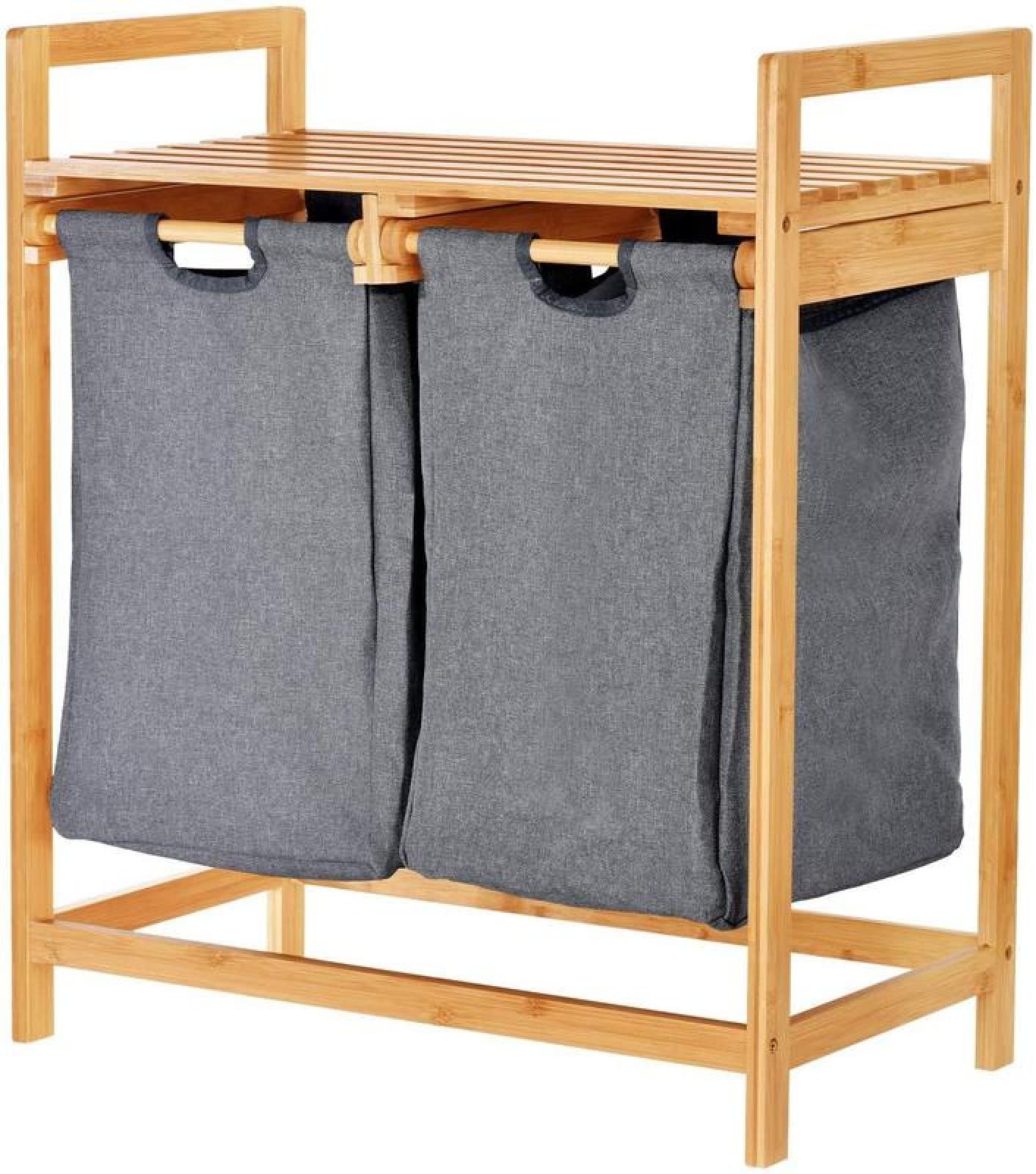 Amazon.com: YOU SUPERIOR Bamboo Laundry Hamper With Dual Compartments  Wooden Bamboo Laundry Organizer Cabinet For Bathroom, Grey : Home & Kitchen