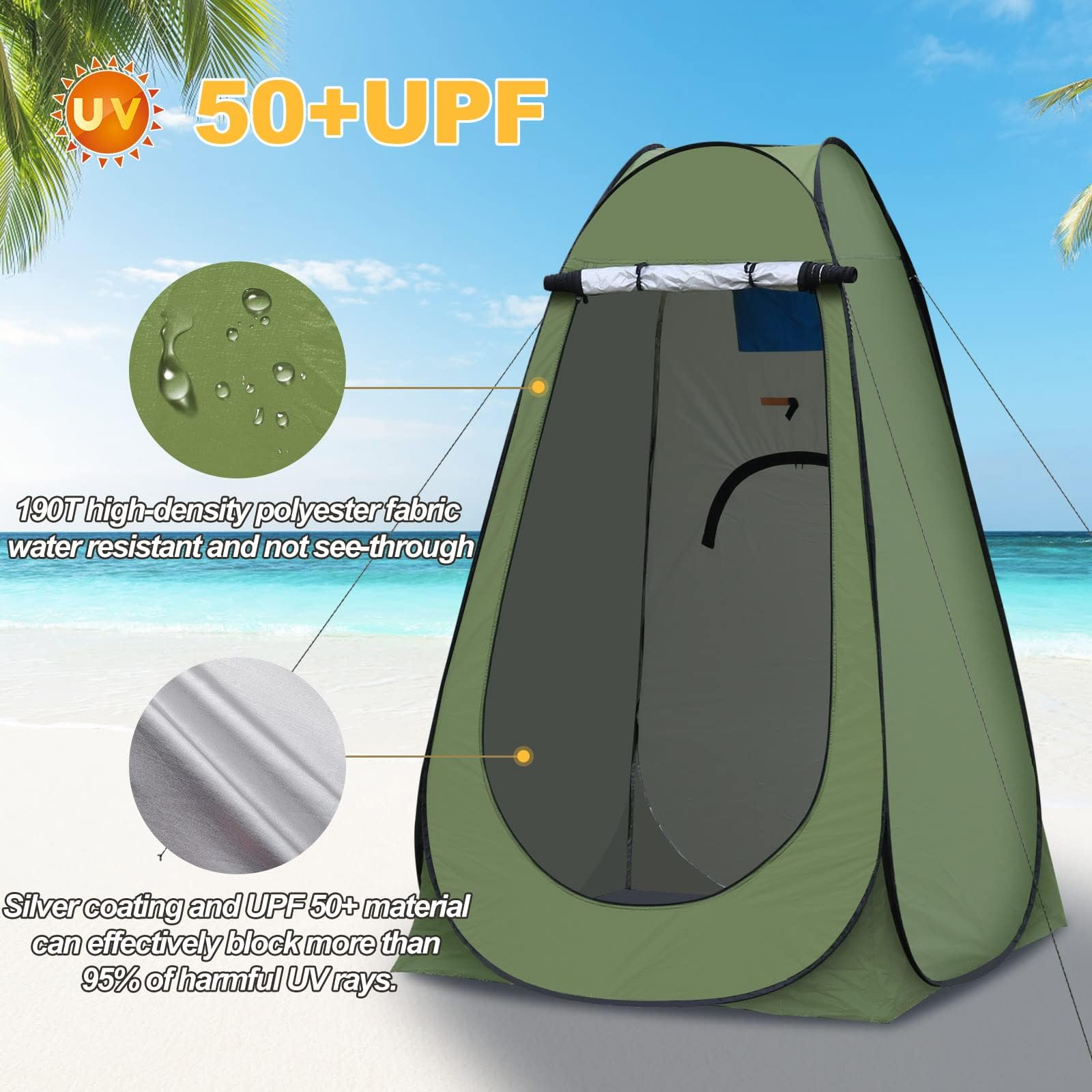 CLIPOP Tenda da bagno pop up, portatile, impermeabile, anti-UV, per la spiaggia, la pesca, l'escursionismo, il bagno, all'aperto, con borsa per il trasporto