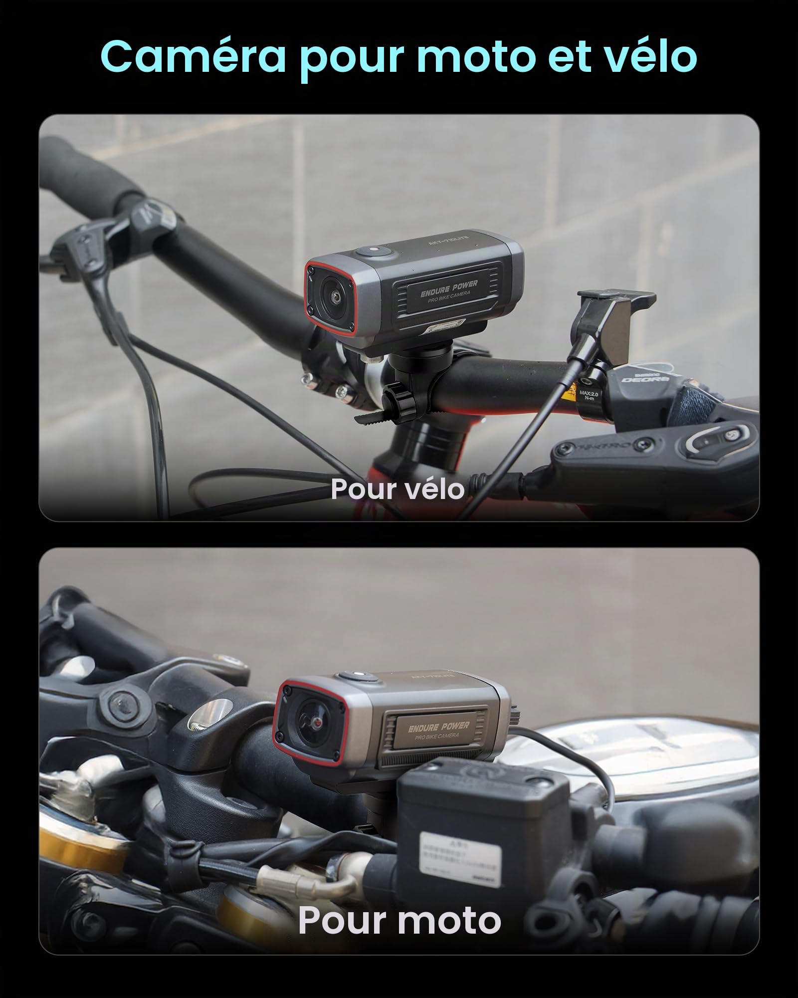 AKEEYO AKY-710Lite Caméra pour Moto/Vélo WiFi 2K30FPS avec Ultra HD, étanche IP66 avec Enregistrement en Boucle et D'urgence, Moniteur de Stationnement,Rechargeable,Batterie Longue Durée de 7.5 Heures