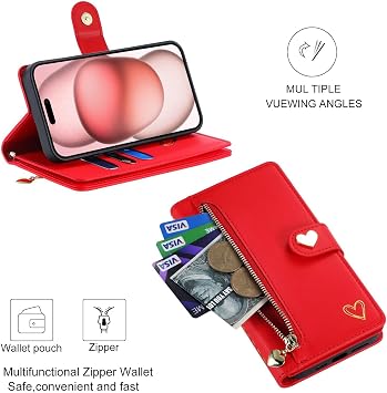 適用 infinix Note 50S 5G 背面ケー翻盖型 女性 可愛い 愛の心 ス ケース 手帳型 高級PUレザー 財布型 レザーカバー 手帳ケース 収納付き 磁気ク 手帳型ケース タンド機能 カードポケット収納 おしゃれ ファ 全面保護 耐衝撃 人気カバー かわいい 上品 女子 赤