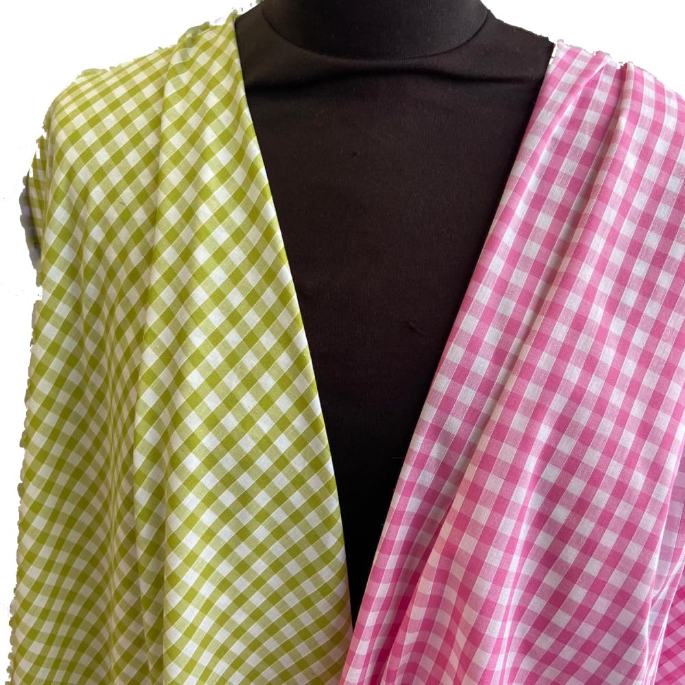 Gingham Check 1/4 Inch Polycotton Fabric (Per Metre) (Yellow)