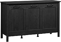 Sauder 3-Door Horizontal Storage Cabinet Raven Oak - Adjustable Shelves Versatile Home Organization