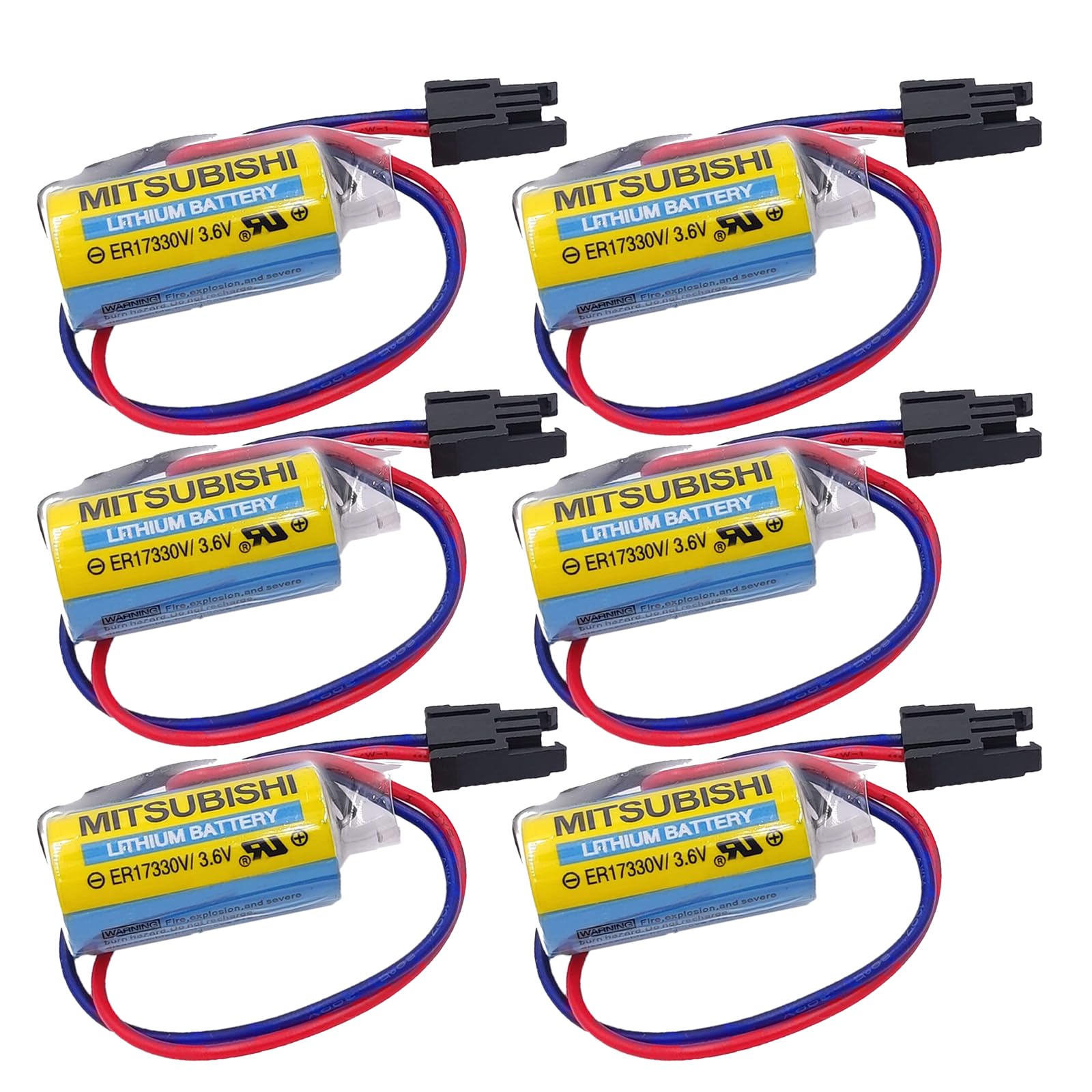 (6 Pack) MR-BAT ER17330V Lithium Battery 3.6V 1700mAh for FANUC CNC System A6BAT ER17330V 3.6V PLC Battery
