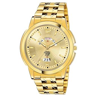 SWADESI STUFF Analogue Mens Watch (Multicolored Dial Gold Colored Strap)