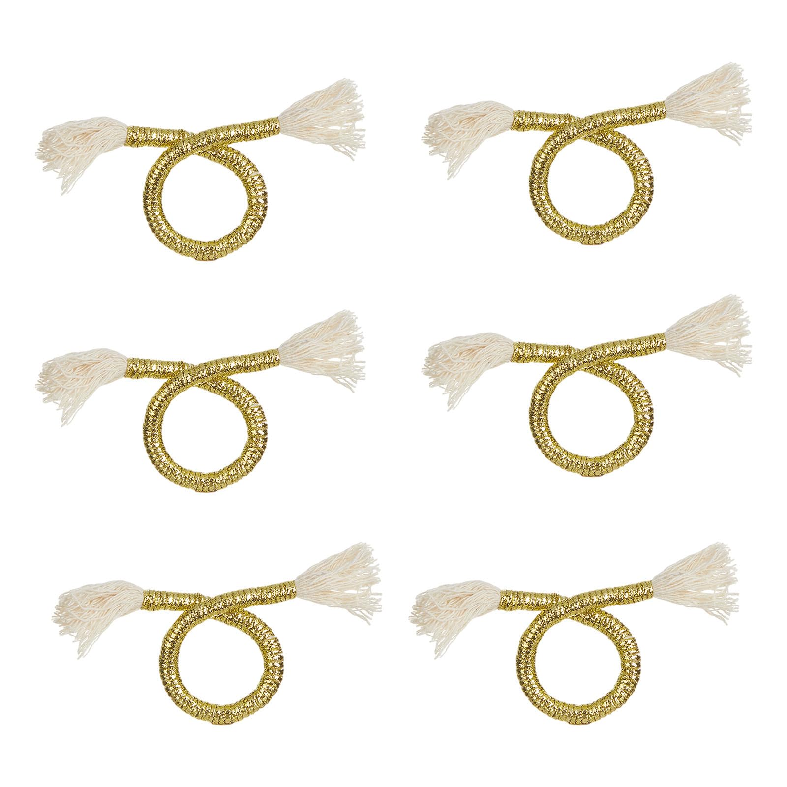 Buxuaaaa 6794 Gold Of 6 Elegant Napkin Rings Decoration Stylish Napkin Holder Serviette Buckles For Dinner Parties Tabletop Adorment Event Accessories