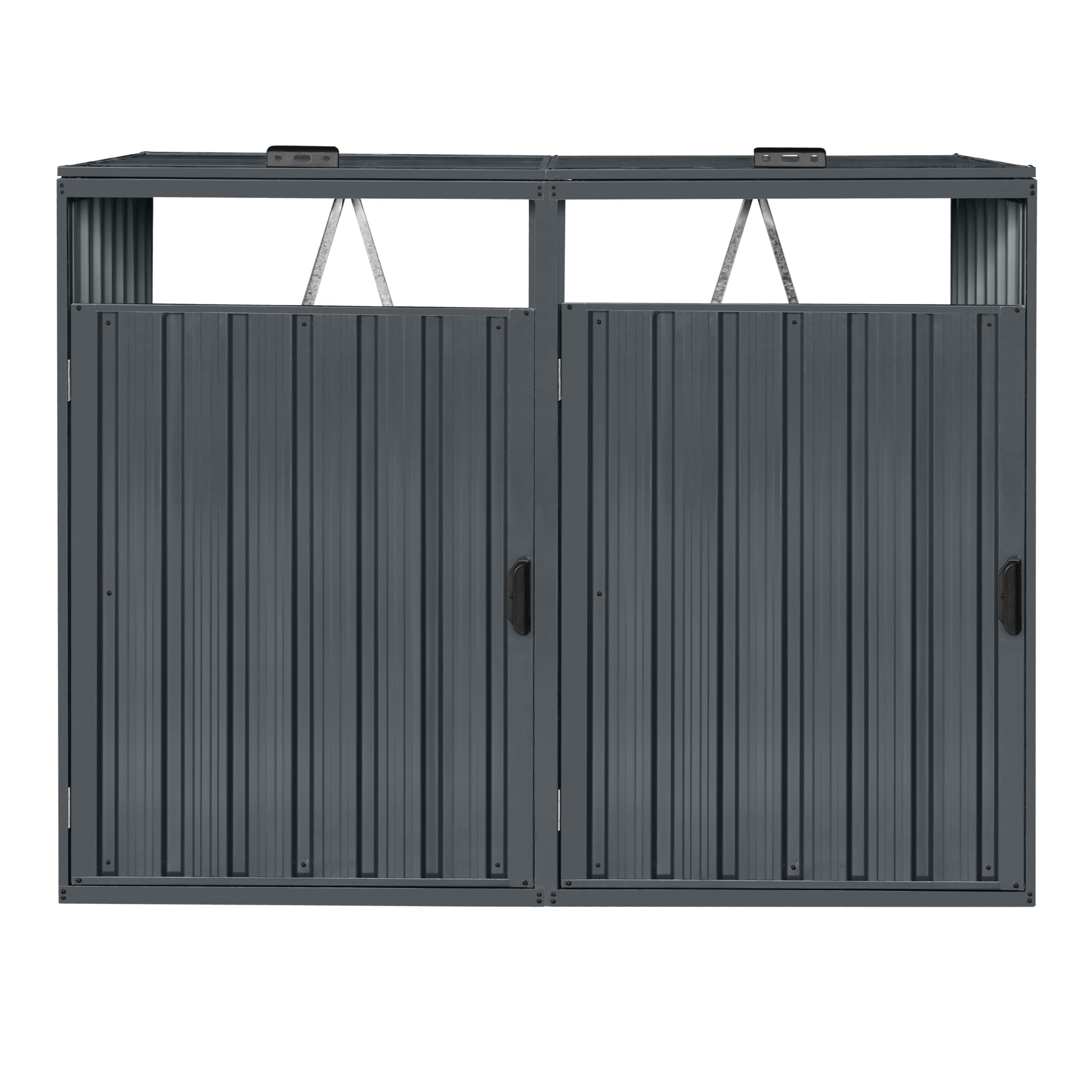 Axi Owen Cache Poubelle Métallique Anthracite/Acier Galvanisé Résistant Aux Intempéries - Abri Poubelle pour 2 Conteneurs - Max. 240L/480L - Abri Poubelle Extérieur avec Excellente Ventilation