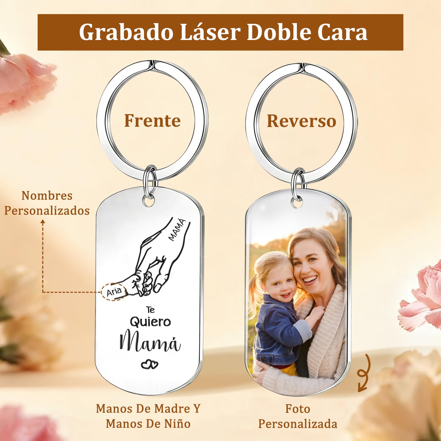 Llavero Regalo Dia de la Madre Personalizado Regalo Mama - Llaveros Personalizado con Foto Texto para Mamá, Mama Cumpleaños Regalos Personalizados para Madre Mujer — view 4