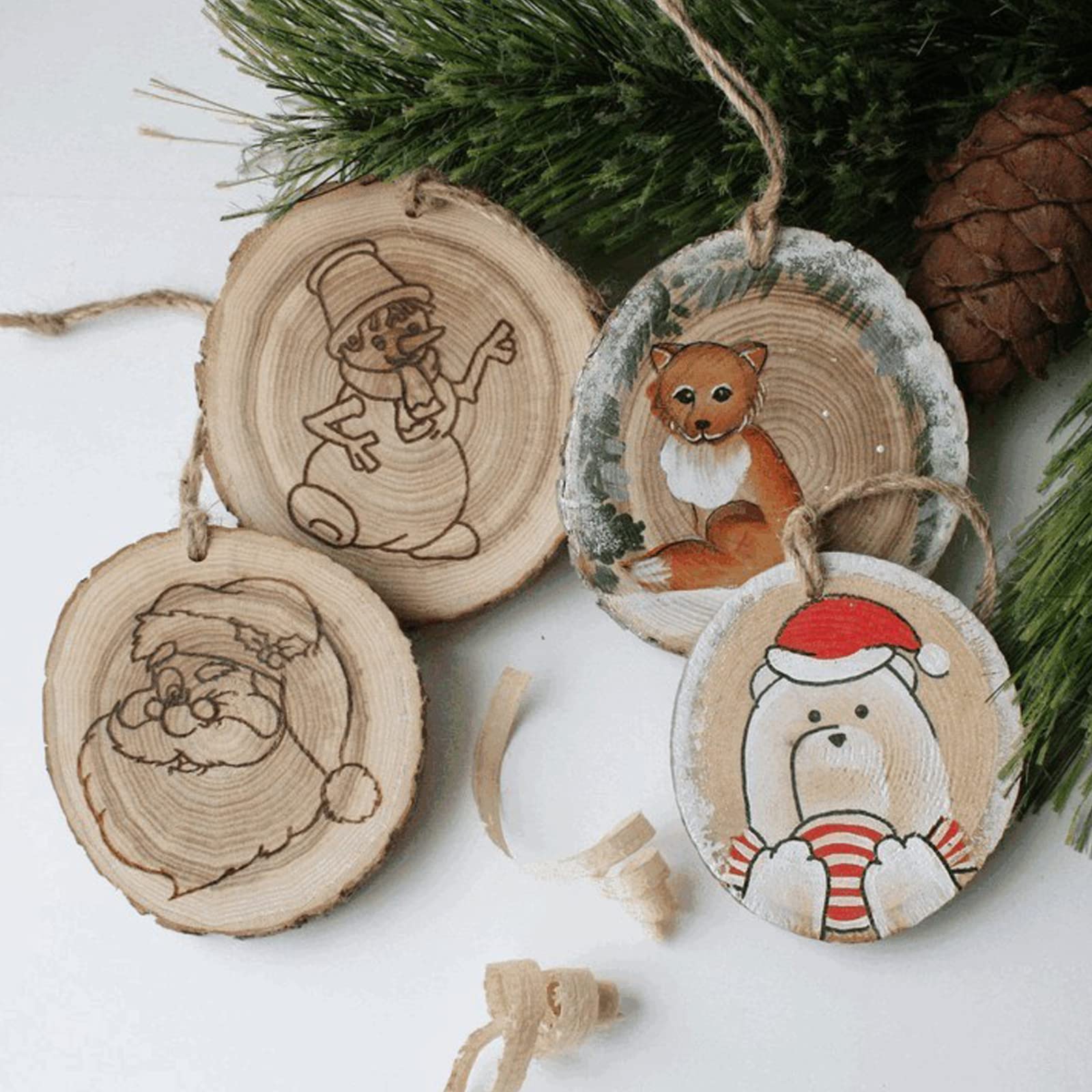 MUKLEI 8 Stück 23–25 cm Holzscheiben rund, ohne Loch, Holzscheitscheiben, unlackierte Holzkreise, Holzscheiben für Kunst, DIY-Handwerk, Weihnachtsschmuck, Hochzeitsdekoration, Holzuntersetzer