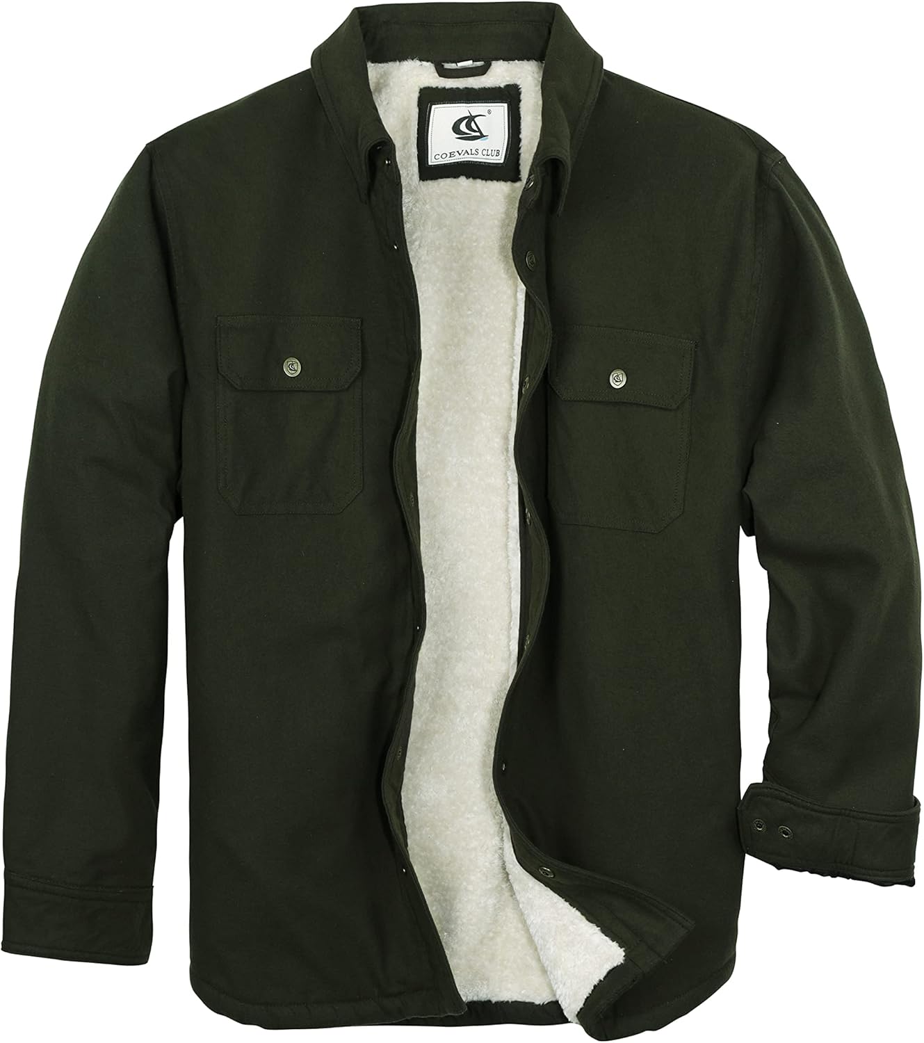 COEVALS CLUB Men's Flannel Shacket Casual Button Snap Sherpa Quilted Lined Premium Jacket Shirts