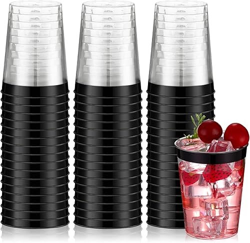 Norme 50 vasos desechables de plástico transparente de 10 onzas para fiestas, vasos con borde para bodas, día de Acción de Gracias, Navidad, beber