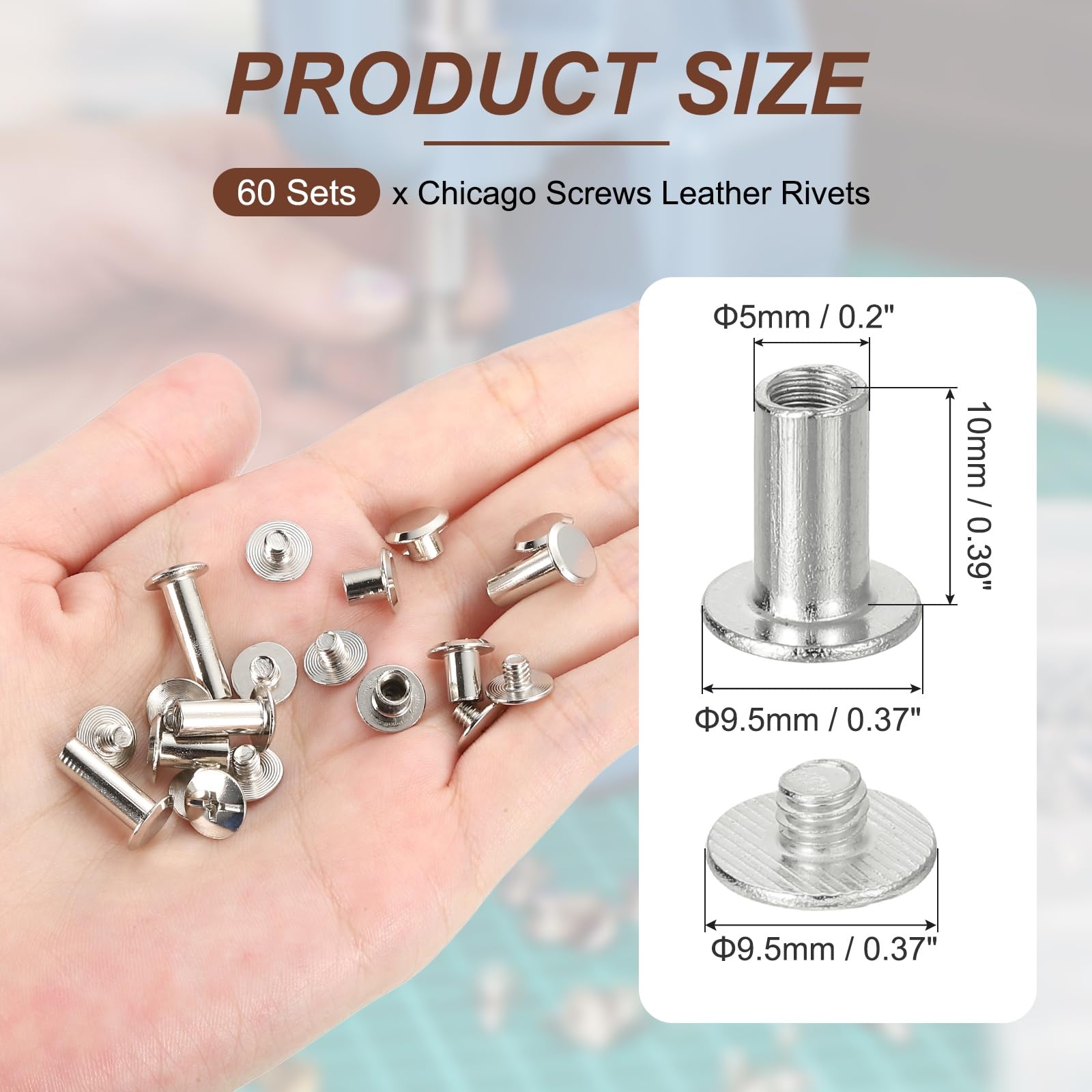 PATIKIL 13mm Chicago Screws Leather Rivets - Image 2
