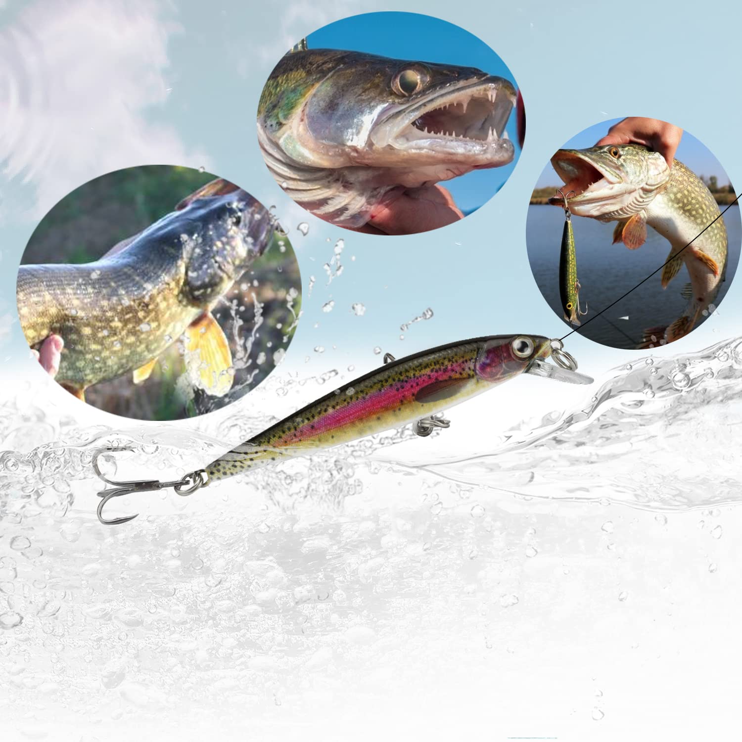 ODS Lure Minnow Bait Topwater Plastic Fishing Tackle Set for Bass Trout Shad (60mm/3g, 3pcs-Set A) - Image 4