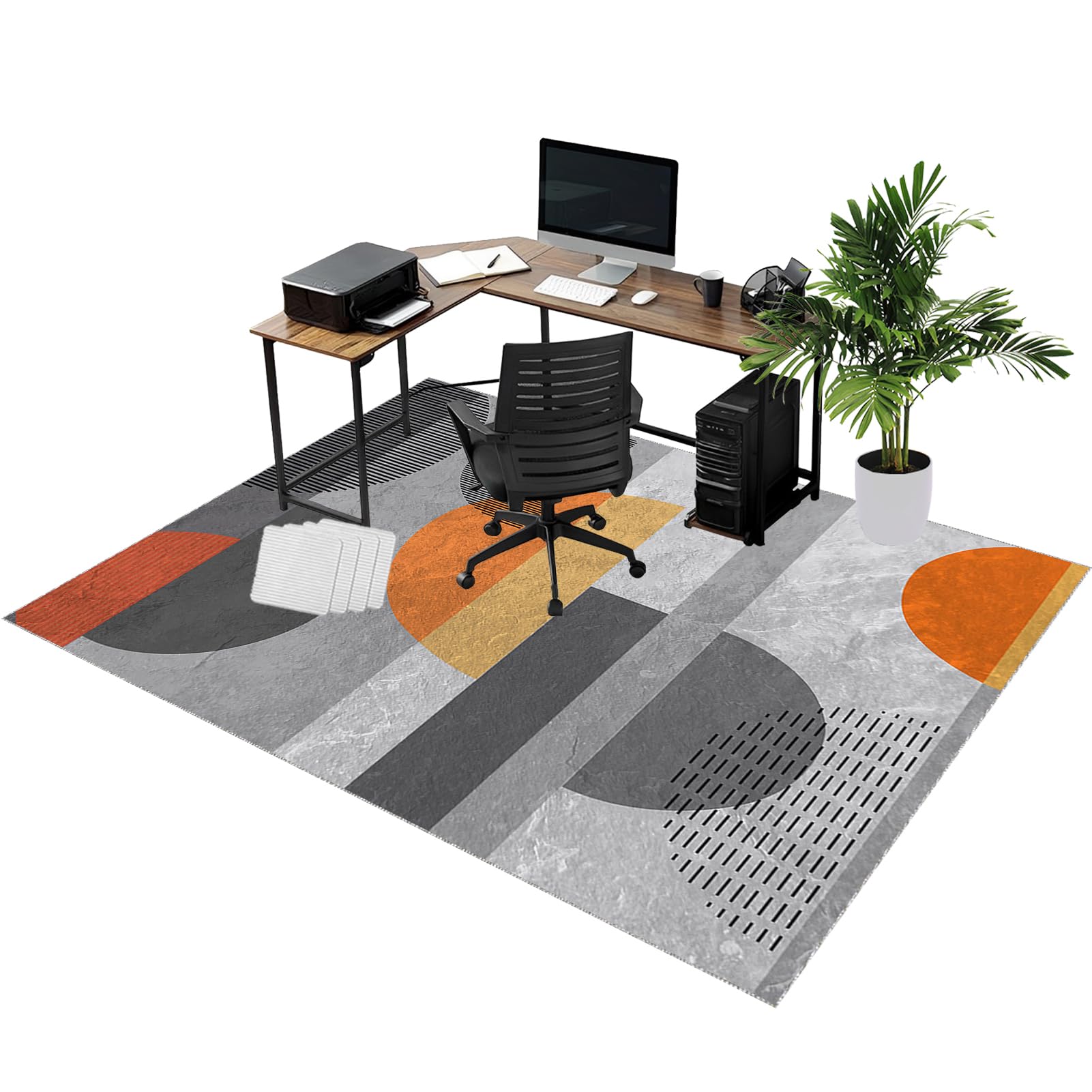 Rolling Chair Mats, Office Chair Mat for Carpet and Wooden Floors 100 x 150 cm Non-slip Gaming Floor Protector, Washable Desk Carpet Protector Rug for Home Office, Non Slip Floor Protection Mat