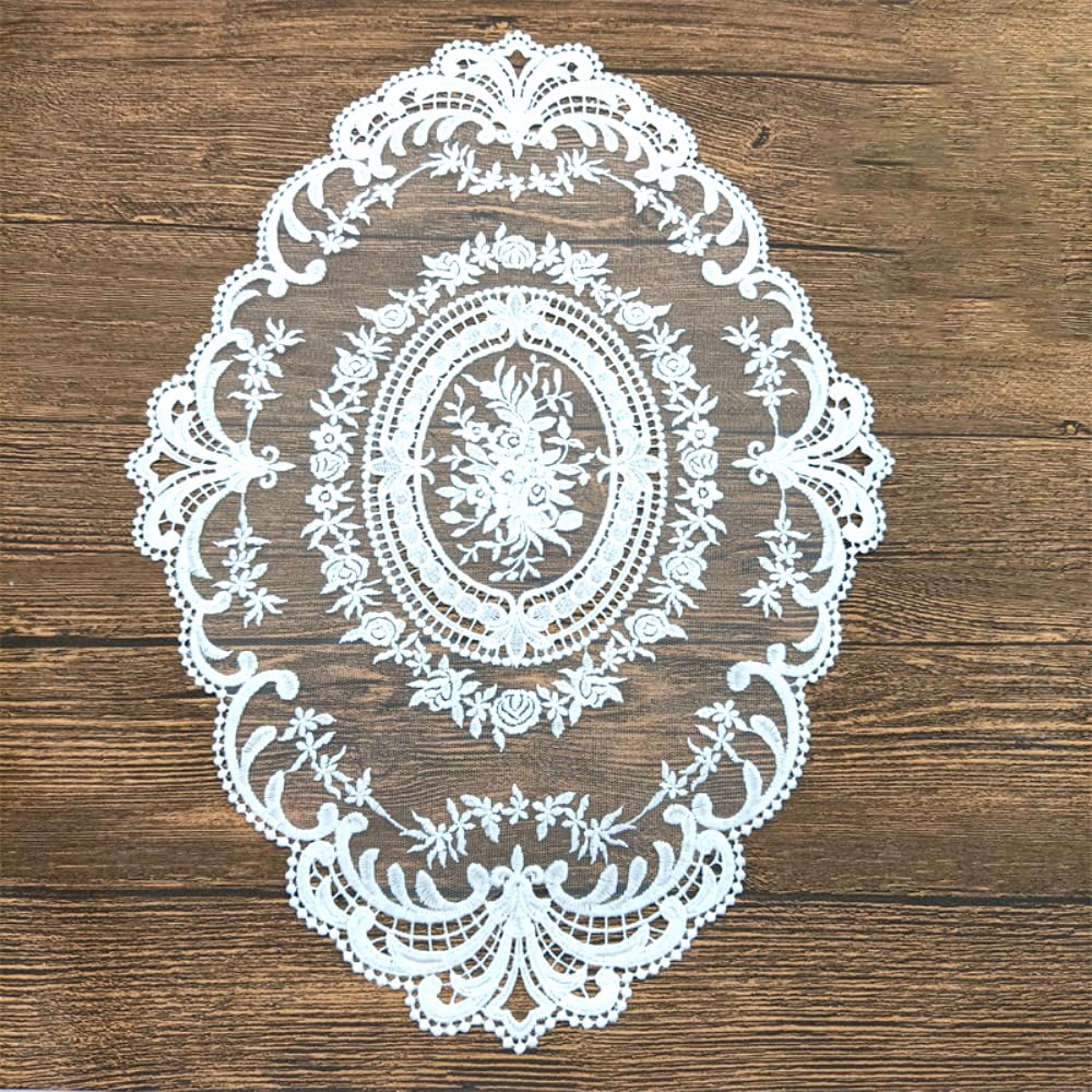 Spitze Platzsets Oval – 2 Stück, 42 X 32 Cm, Aus Polyester, Waschbar & Dekorativ