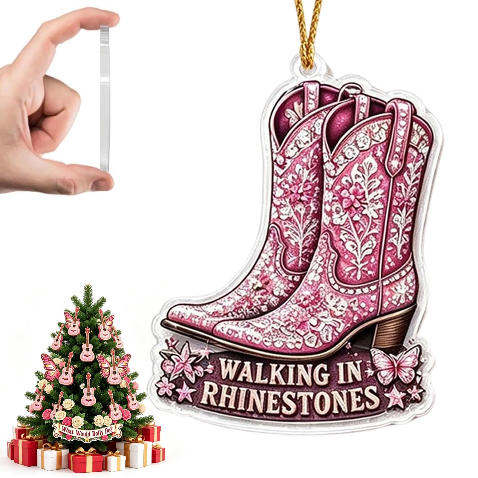 Dolly Parton 2026 Acrylic Pink Christmas Ornament, Dolly Memorial Gift