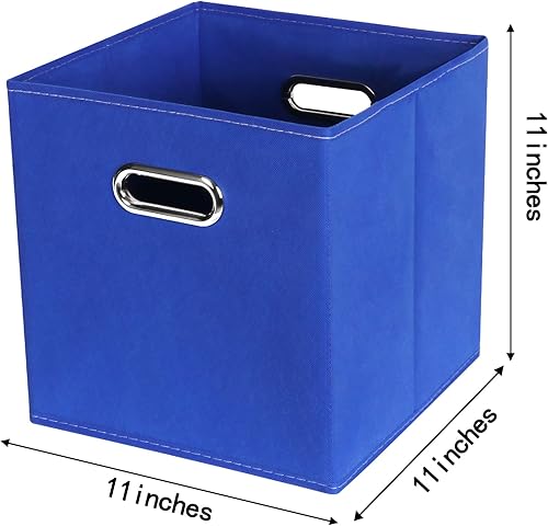 Vista 16 de Contenedores de almacenamiento de tela de tela, organizador de cubos de tela con asas dobles, cestas de almacenamiento plegables para el hogar