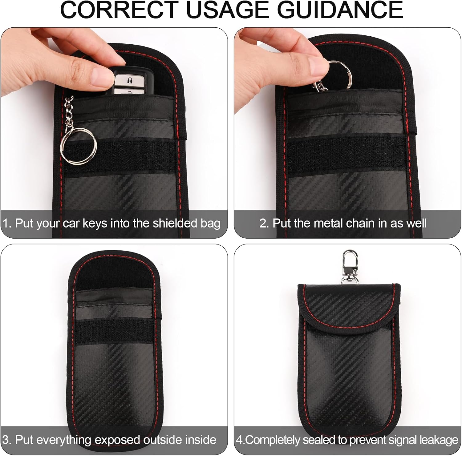 Meliya Faraday Pouch Bag for Car Keys, RFID Signal Blocking Holder, Faraday Key Fob Protector, Anti-Theft Key Fob Case (Red)