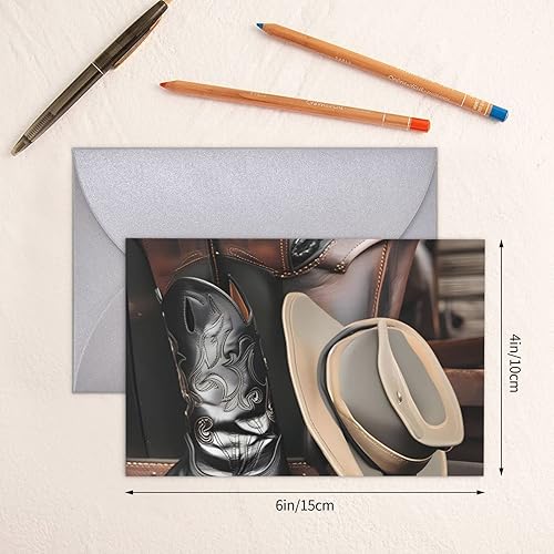 Miniatura 6 de Cowboy Black Hat Western Boots - Tarjeta de felicitación de vacaciones, tarjeta de aliento para seres queridos o seres queridos, interior en blanco