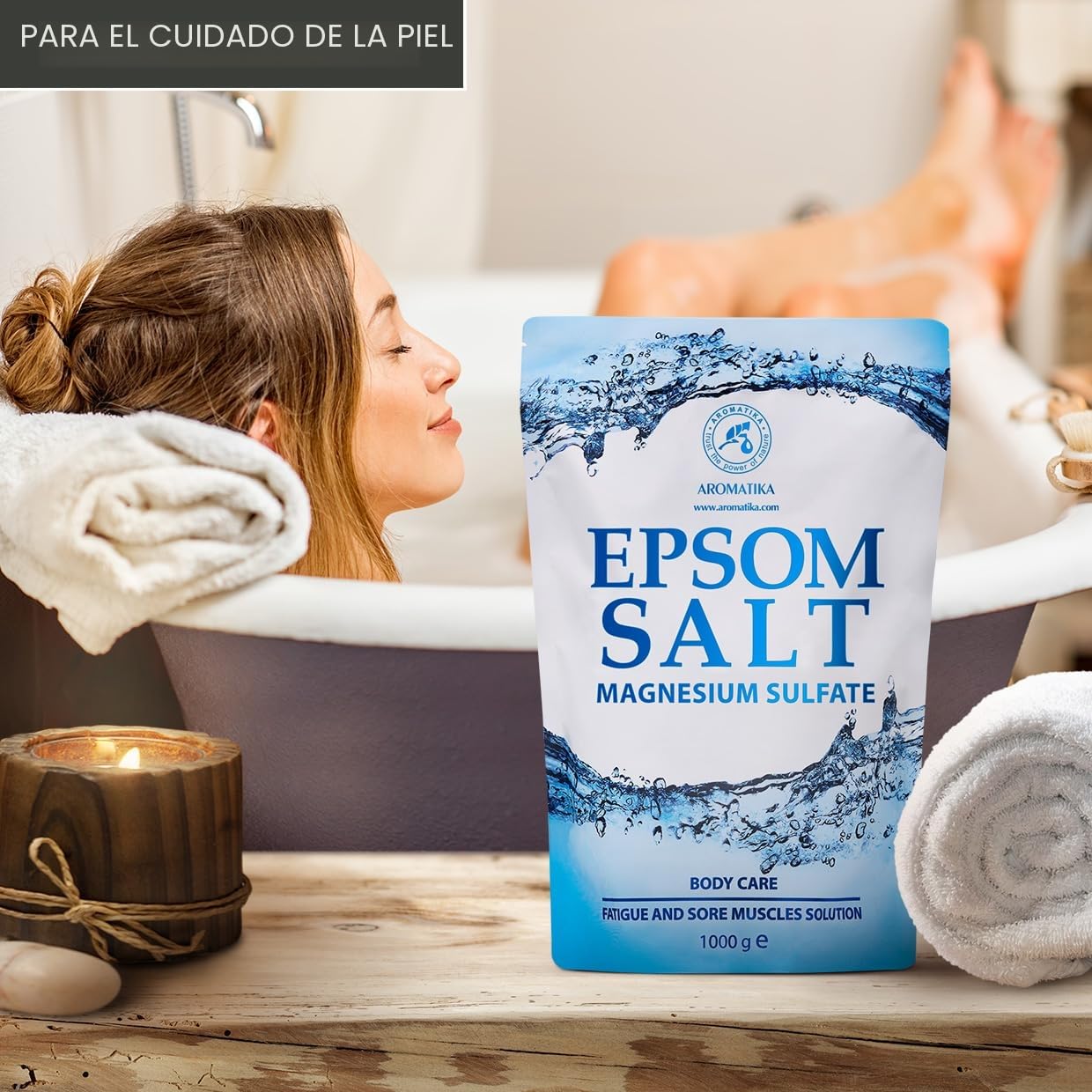 Sal de Epsom 1000g - 100% Pura & Natural - Fuente Concentrada de Magnesio - Relajación & Recuperación Muscular - Desintoxicación - Cuidado del Cuerpo - Cura - Mejor Buen Sueño
