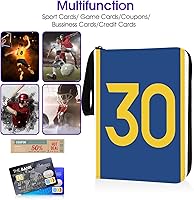 Vista 7 de Carpeta de tarjetas de baloncesto con mangas, 400 bolsillos, tarjetero de baloncesto #30 para tarjetas intercambiables, organizador de carpetas