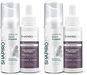 Shapiro MD Hair Growth Experts Mens Regrowth Travel Kit Leave-In Foamer 5 Minoxidil Achieve Thicker Fuller and Healthier