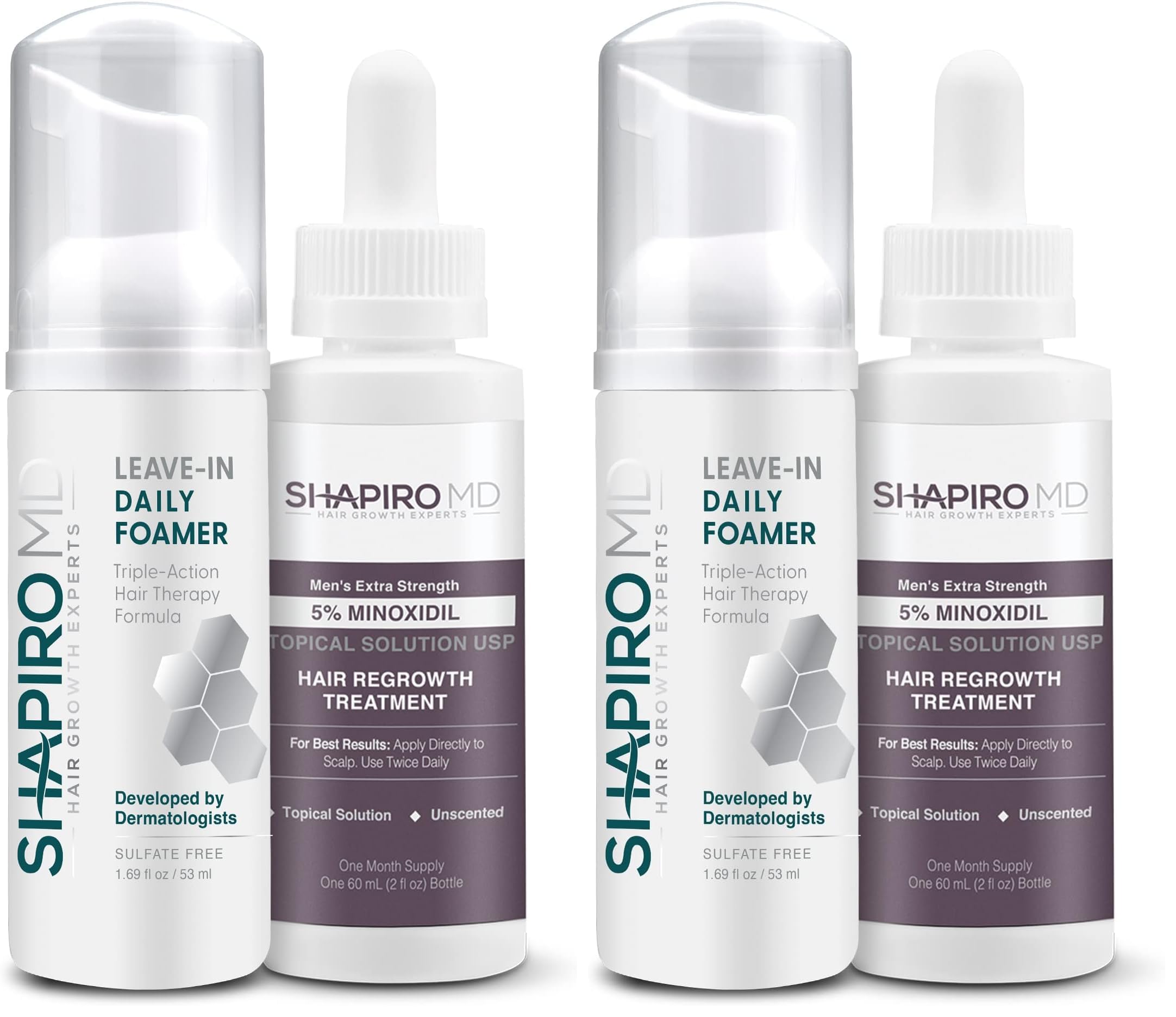 Shapiro MD Hair Growth Experts Mens Regrowth Travel Kit Leave-In Foamer 5 Minoxidil Achieve Thicker Fuller and Healthier