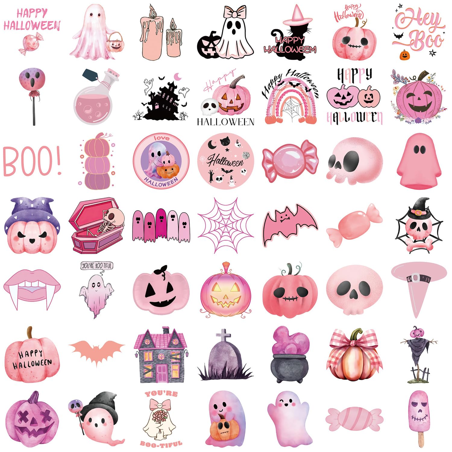 Lot De 50 Autocollants Fantômes Halloween - Imperméables, Adhésifs, Pour Ordinateur, Téléphone, Bouteille (4,7x5,6 Cm)