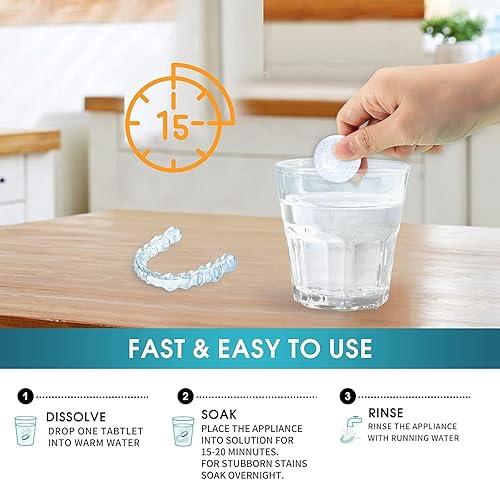Miniatura 6 de Y-Kelin Limpiador de retenedores, tabletas de limpieza de protector bucal, elimina y elimina las manchas de los aparatos dentales, en 3 minutos