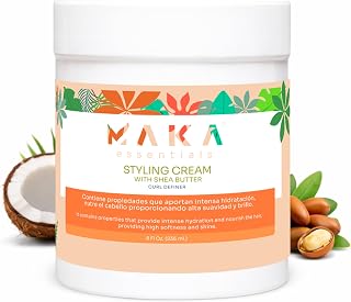 Maka Shea Butter Styling Cream - 8 Fl Oz Natural Hydrates Moisturizing, Softens & Adds Shine, Defines Curls, Controls Frizz & Protects Hair for All Hair Types