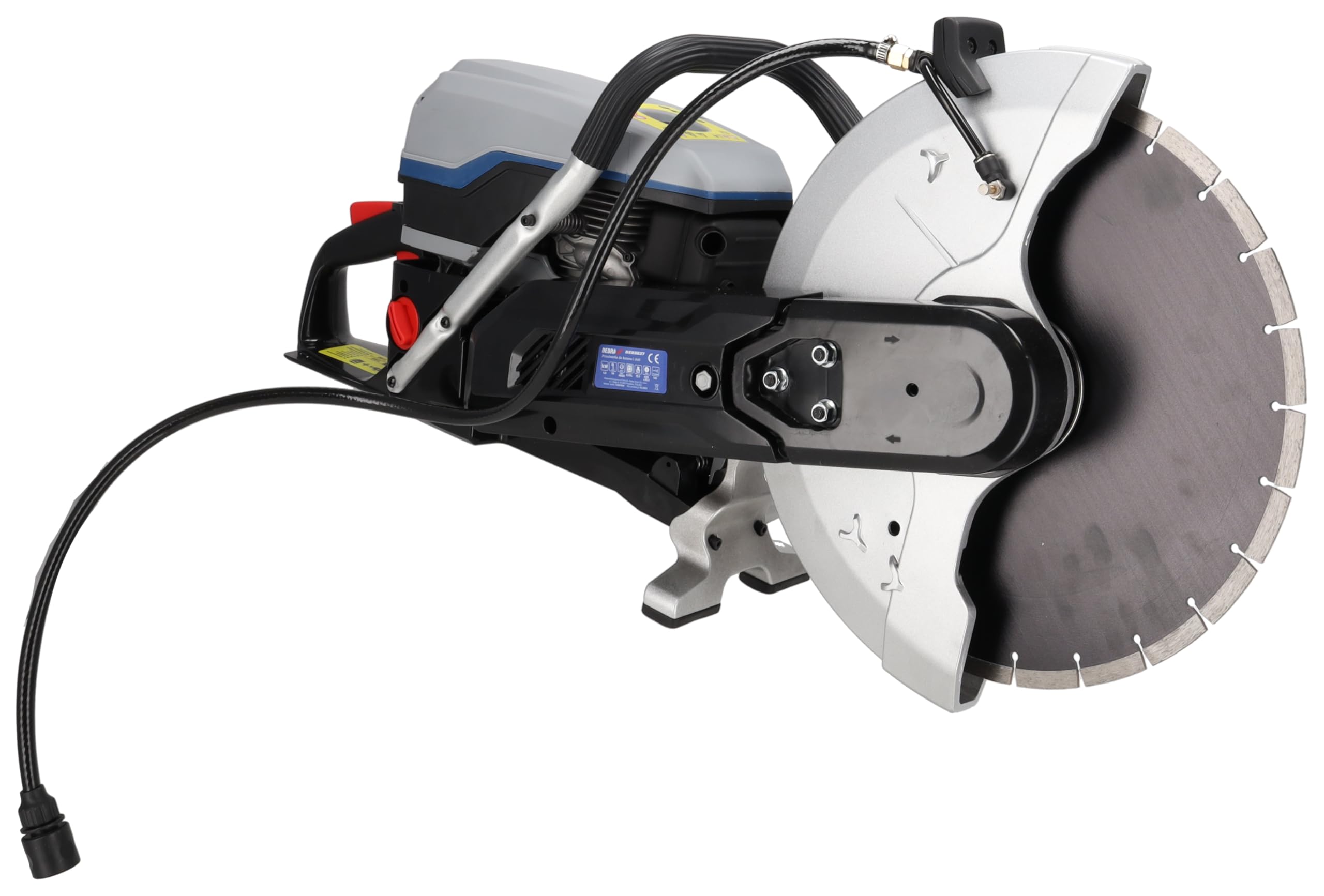 Dedra DED8837 - Cortadora de hormigón y acero de gasolina (400 mm, 4,8 kW, motor de dos tiempos, válvula de alivio, filtro de aire doble, refrigeración por agua, refrigeración por aire y protección