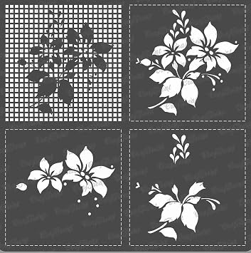 CrafTreat Reusable Flower Checker Stencils for Painting on Wood, Wall, Tile, Canvas, Paper, Fabric and Floor - Flower Fusion Checks - 6x6 Inches - DIY Art and Craft Stencils for Painting Flowers
