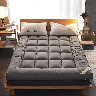 Full Size Japanese Floor Futon Mattress, Thickened Brushed Fabric, Foldable Portable, Quilted Core, Anti Slip Straps, Winter Warm for Dorm(Size:60x120cm,Color:Gray)
