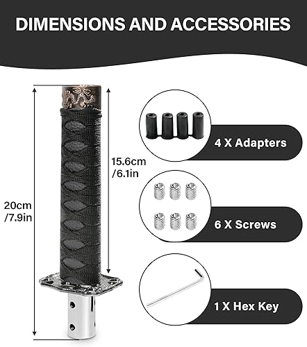 Miniatura 3 de YAKEFLY - Palanca de cambios universal Katana, perilla de cambio Katana, palanca de cambios de espada samurái con 4 adaptadores (negro)