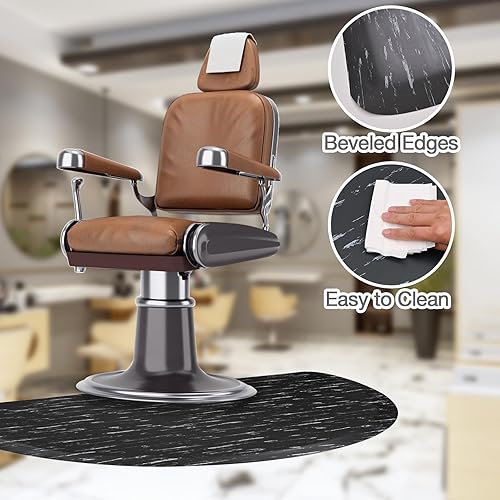 Miniatura 3 de Tapete semicírculo antifatiga para peluqueros y estilistas, antideslizante, serie antigua, tapete para silla de salón y peluquería (3 x 5 x 12