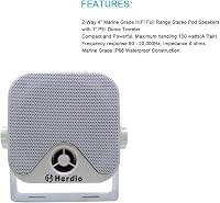Herdio 100W Vízálló Mini Hangszóró - 10,2 cm Fehér Stereo Hangrendszer ATV, UTV, Motorkerékpár, Traktor és Hajó Használatra

AI: I've create 3