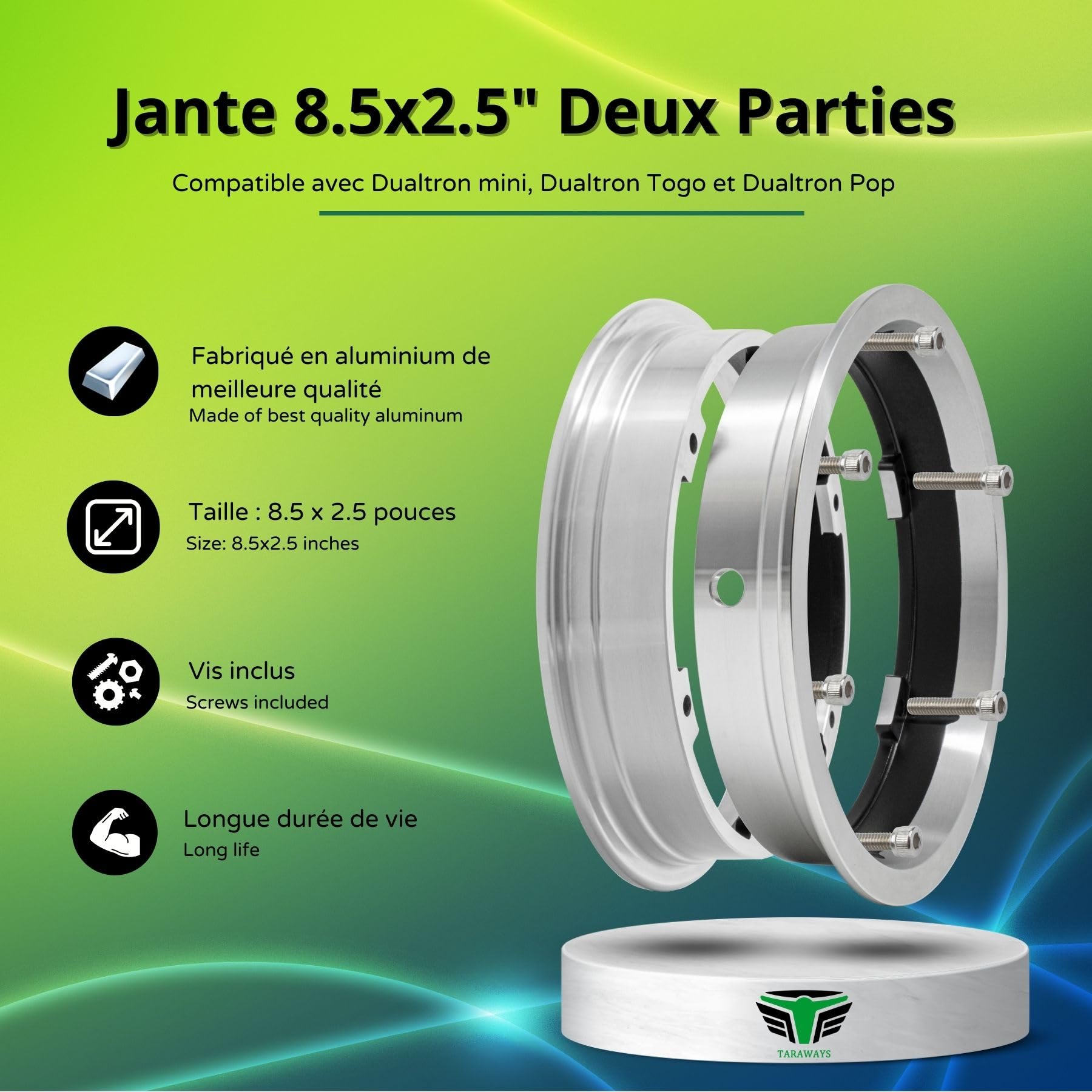 Cerchio posteriore compatibile con monopattino elettrico Dualtron mini e Dualtron Togo e Pop(2 pezzi)