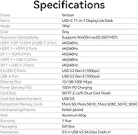 Vista 15 de VENTION Estación de acoplamiento DisplayLink 11 en 1 con USB 3.2 A/C para MacBook M1/M2/M3/M4, estación de acoplamiento USB C 4K a 60Hz monitor