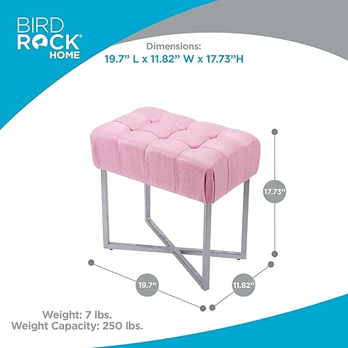 Miniatura 17 de BIRDROCK HOME Taburete rectangular copetudo con cojín acolchado suave, silla de tocador versátil para dormitorio, sala de estar, baño, asiento
