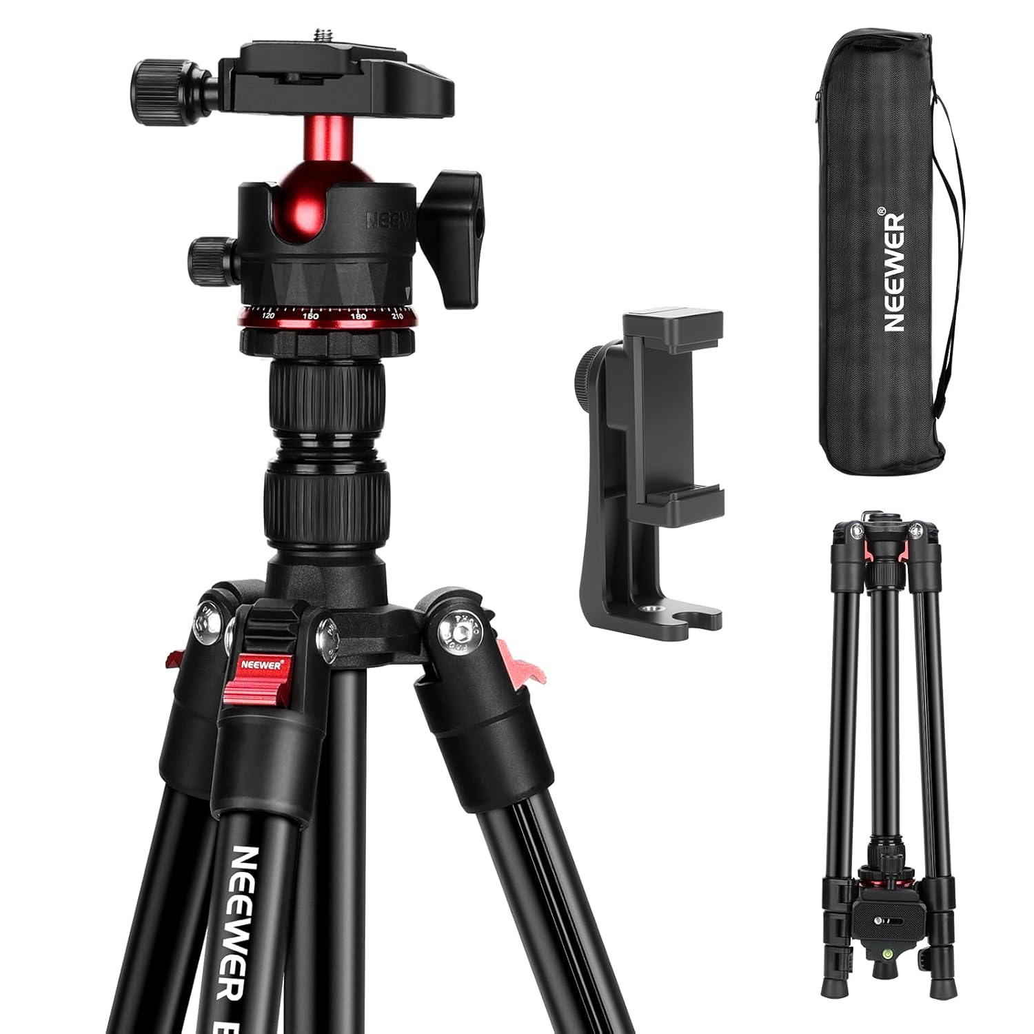 NEEWER Basics Travel Tripod for Camera 72 Compact Lightweight Portable DSLR Stand Ball Head Arca Type QR Plate