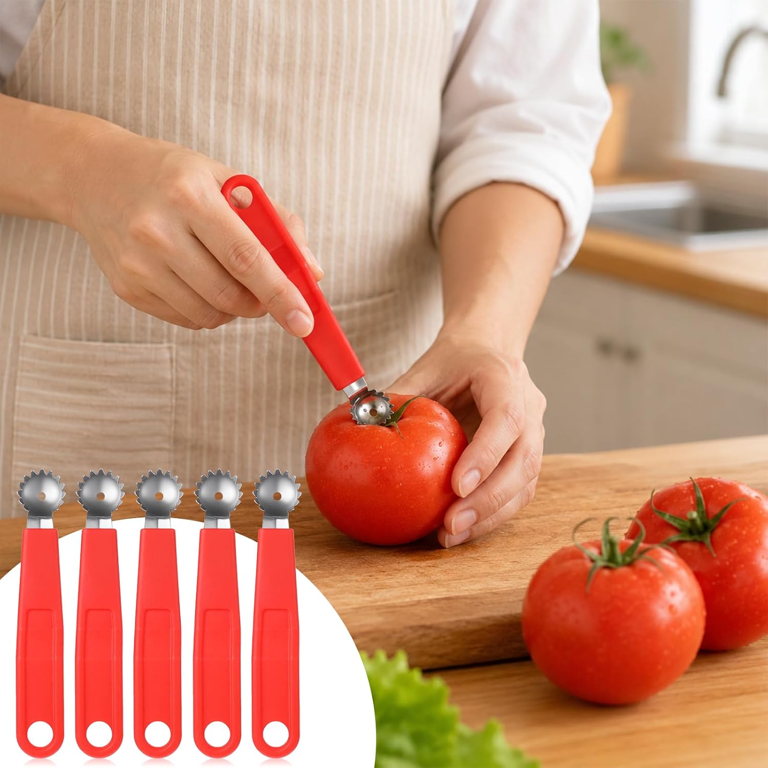 5 Pack Tomato Corer Tool, Strawberry Huller Stem Remover