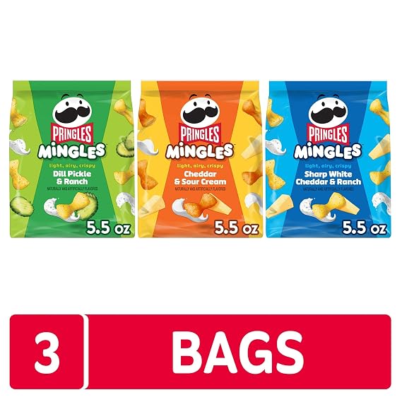 Pringles Mingles Puffed Snacks, Variety Pack, Cheese Puffs, Salty Snacks (3 Bags)