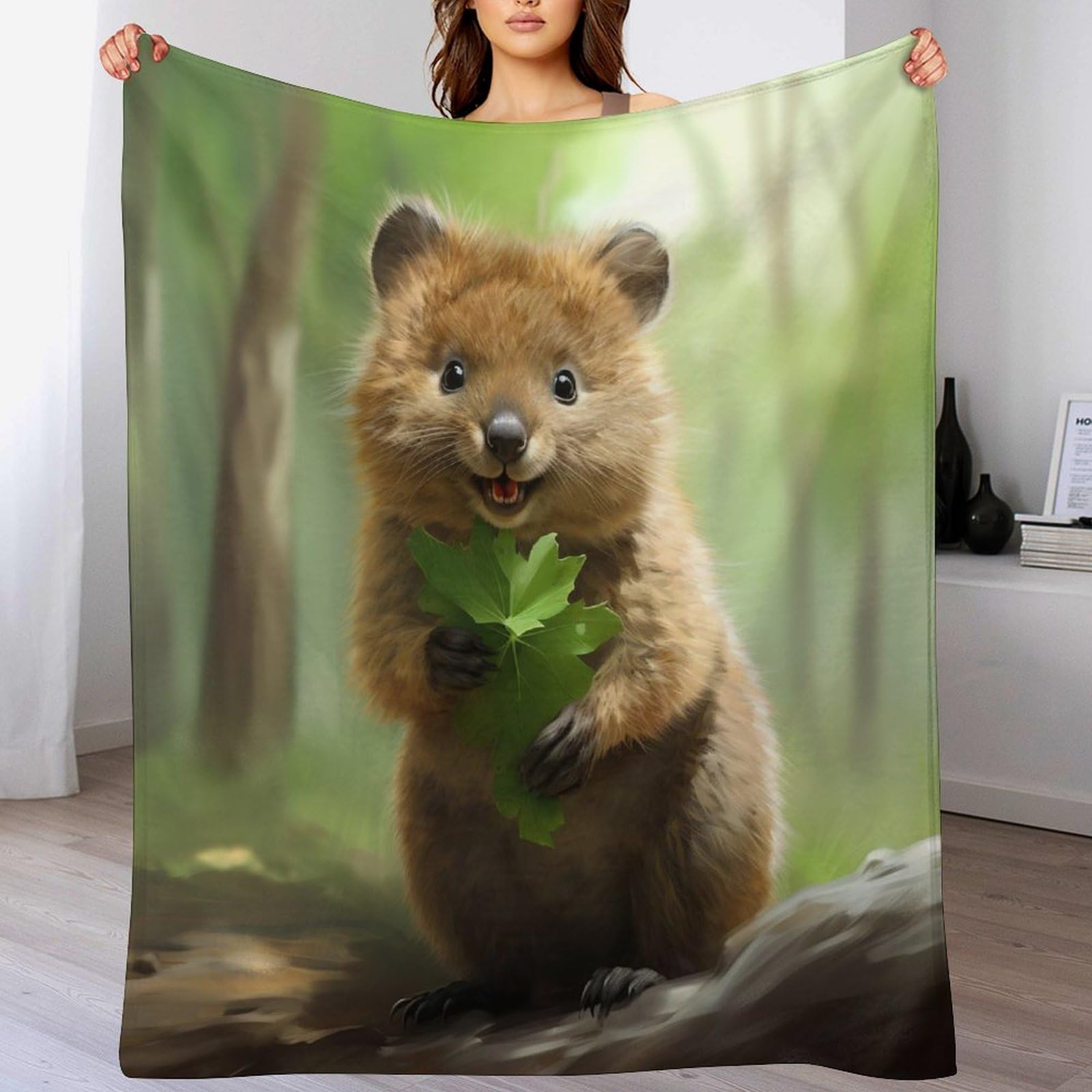 Couverture polaire Quokka pour le canapé plaid cocooning toutes saisons